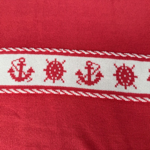 Vintage Company Collection Pink Nautical Anchors & Ships Wheel Knit Top Size XL - Picture 2 of 9